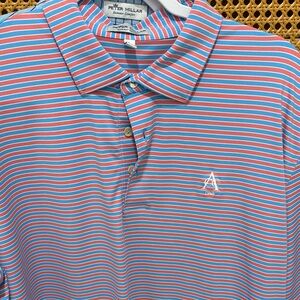 Peter Millar Red and Blue Striped Polo Shirt